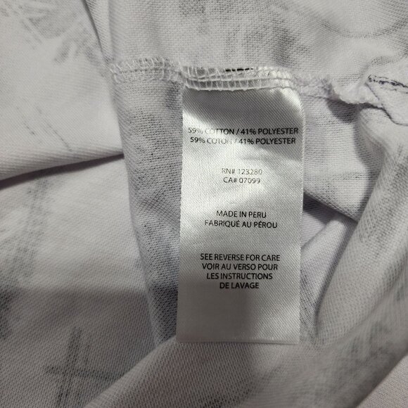 Travis Mathew XL Palm Tree Print Polo Shirt Made In Peru White Gray Short Sleeve - Picture 4 of 8